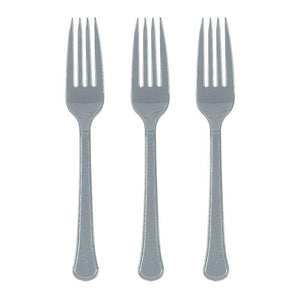 Amscan_OO Tableware - Spoons, Forks, Knives & Tongs Silver Premium Plastic Fork 20pk
