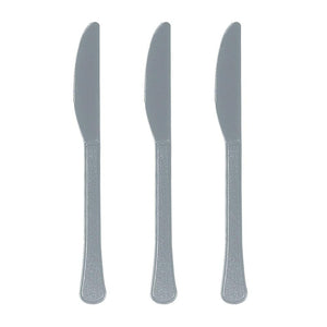 Amscan_OO Tableware - Spoons, Forks, Knives & Tongs Silver Premium Plastic Knives 20pk