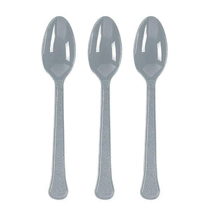 Amscan_OO Tableware - Spoons, Forks, Knives & Tongs Silver Silver Premium Plastic Spoons 20pk