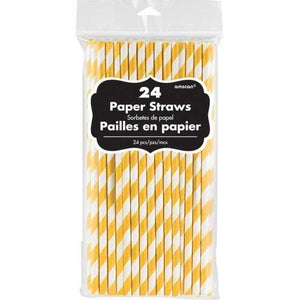 Amscan_OO Tableware - Straws Yellow Sunshine Bright Royal Blue Paper Straws 19cm 24pk