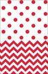 Apple Red Chevron Plastic Tablecover 1.37 x 2.59m Each