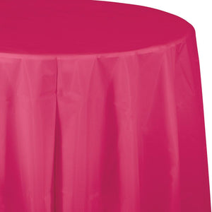 Amscan_OO Tableware - Table Covers Bright Pink Silver Plastic Round Tablecover 2.1m Each
