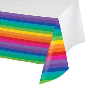 Amscan_OO Tableware - Table Covers Rainbow Tablecover Plastic Border Print Plastic 137cm x 259cm Each
