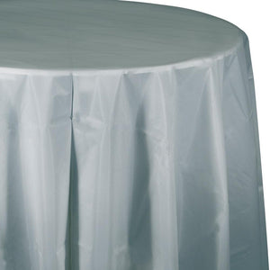 Amscan_OO Tableware - Table Covers Silver Silver Plastic Round Tablecover 2.1m Each