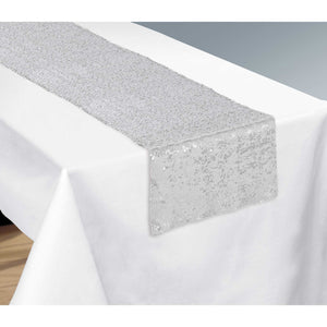 Amscan_OO Tableware - Table Runners, Table Skirts & Clips Silver Sequin Table Runner Each